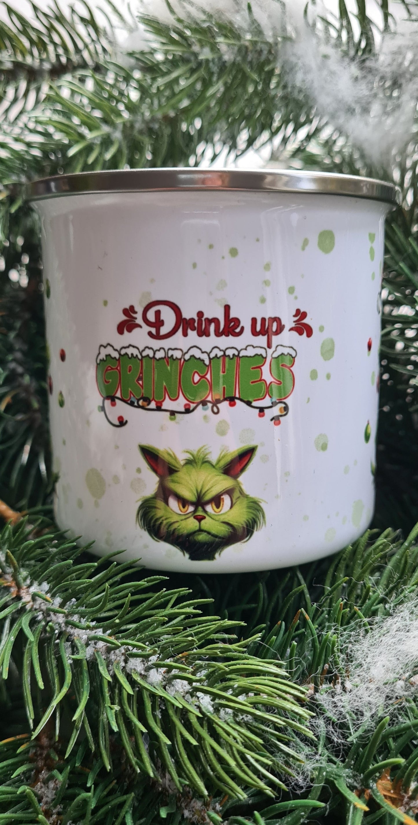 Katzen-Grinch Weihnachtliche Emaille Tasse