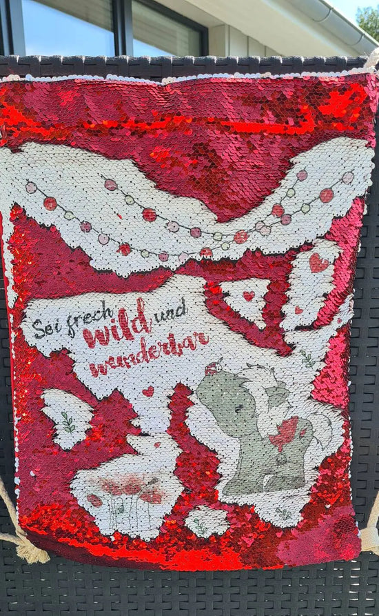 Rucksack Pailletten-Sportbeutel  personalisierbar