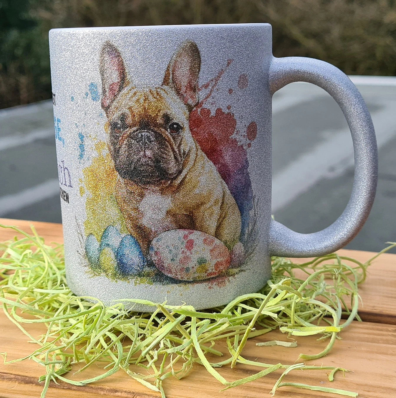 Glitzer Tasse Silber Ostern