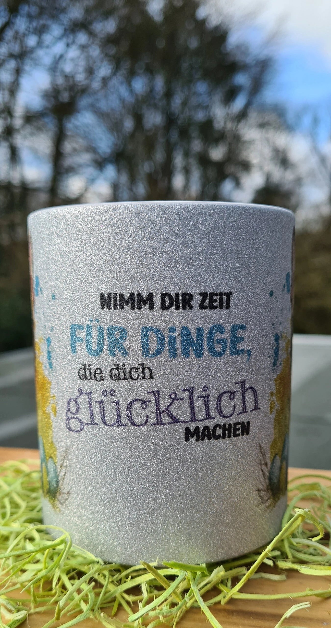 Glitzer Tasse Silber Ostern