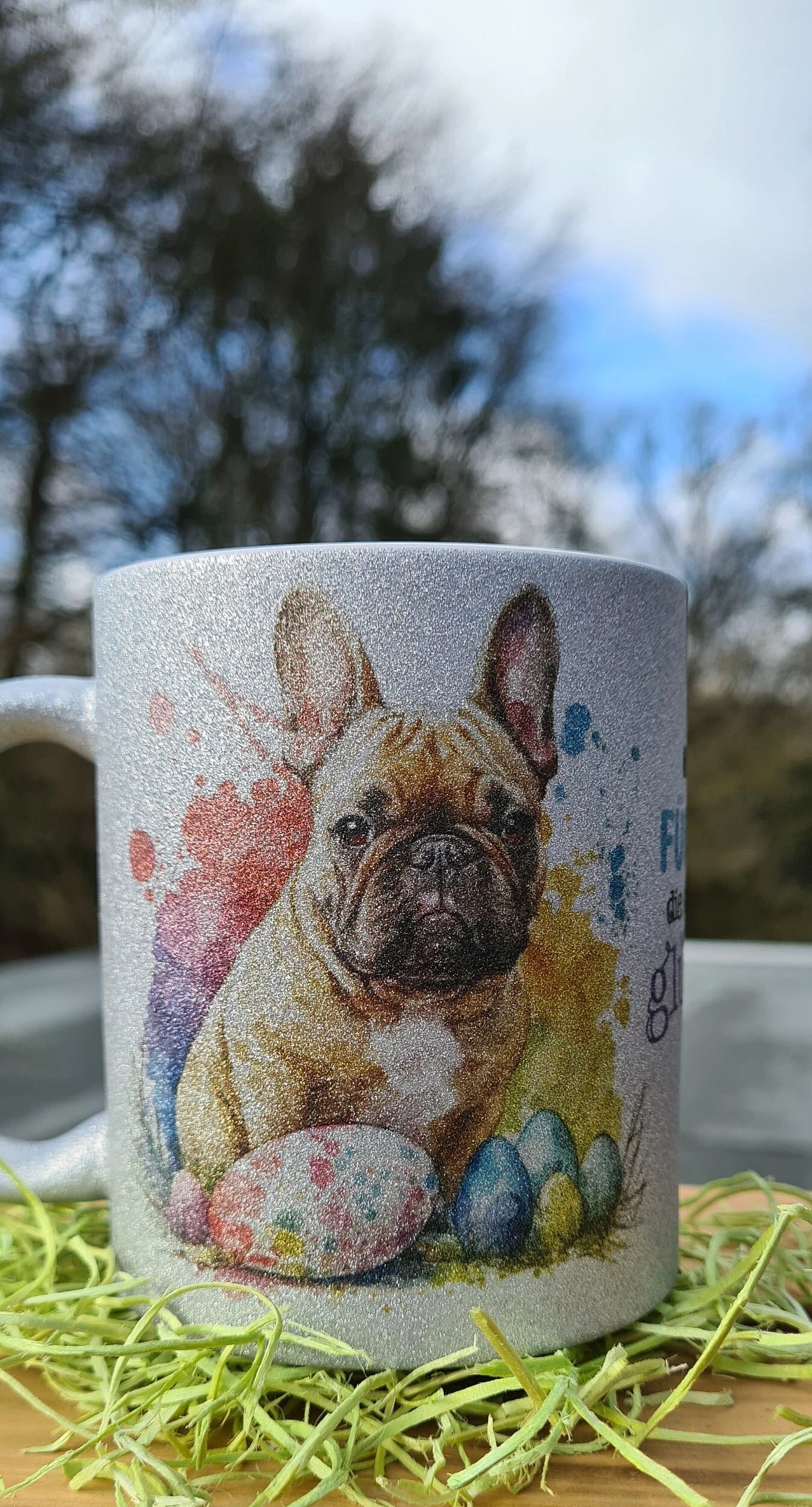 Glitzer Tasse Silber Ostern