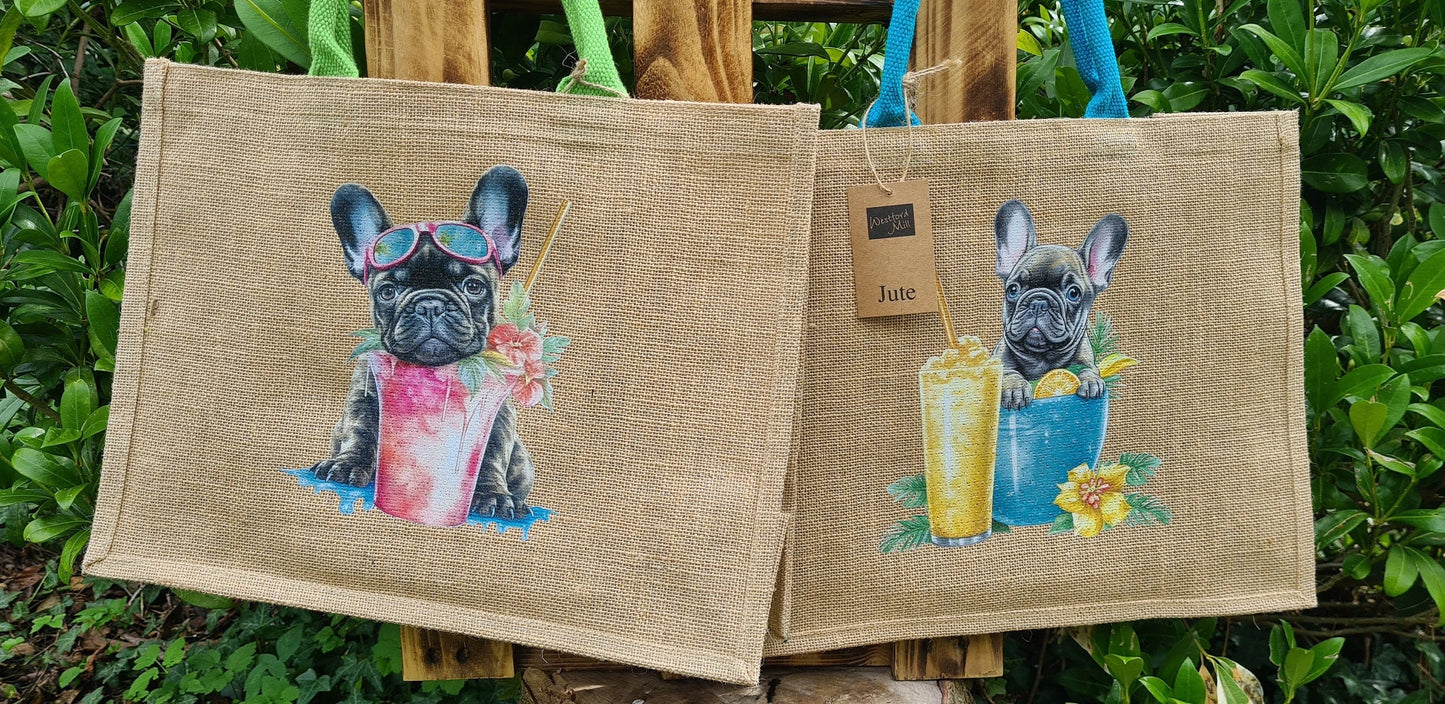 Sommerliche Jutetasche mit Französischer Bulldogge